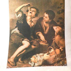 Vintage Esteban Murillo's Children Eating a Pie Art Print